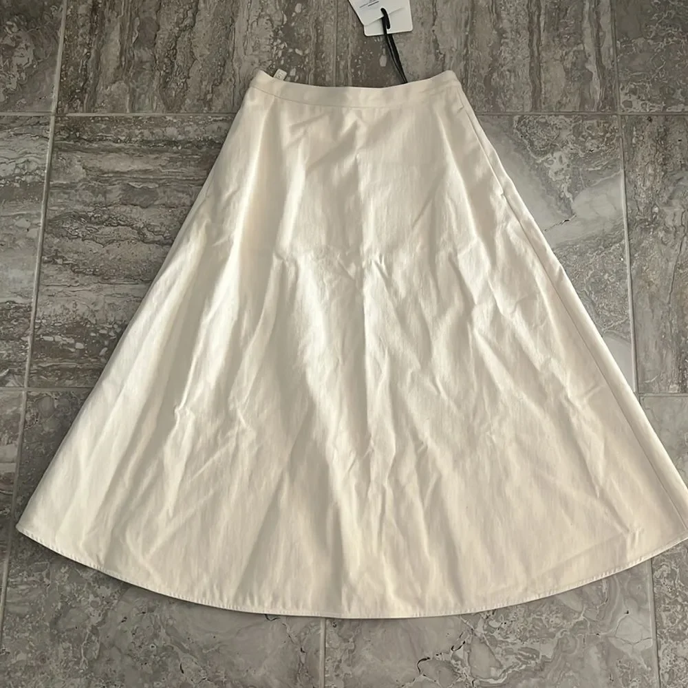 Moncler Cotton A-Line Midi Skirt with Pockets, New, Size 42